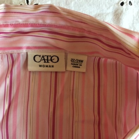 CATO, blouse, pinks/gold/white stripes, 22/24 - Picture 2 of 5